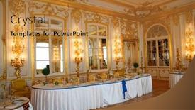  Presentation with banquet hall - Presentation theme having banquet-table-in-dining-hall background and a gold colored foreground