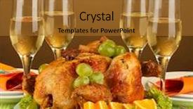  Presentation with banquet - Presentation theme featuring banquet-table-with-roast-chicken background and a gold colored foreground