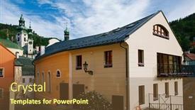  Presentation with street - Cool new theme with banska-stiavnica-old-street backdrop and a tawny brown colored foreground