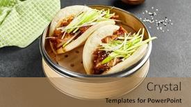  Presentation with bao bun - Cool new presentation theme with bao-bun-with-hoisin-chicken backdrop and a coral colored foreground