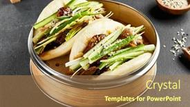  Presentation with bao bun - Presentation theme having bao-bun-with-roast-duck background and a coral colored foreground