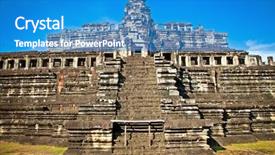  Presentation with cambodia - Theme enhanced with baphuon temple angkor thom city near siem reap cambodia background and a teal colored foreground