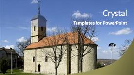  Presentation with baptism - PPT theme with baptism jesus - serbian orthodox monastery exterior background and a teal colored foreground