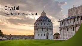  Presentation with sun rising over north america - Slides enhanced with baptistery of st john pisa background and a coral colored foreground