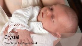  Presentation with mother baby clipart - PPT theme featuring baptized - baby in baptising dress asleep background and a coral colored foreground