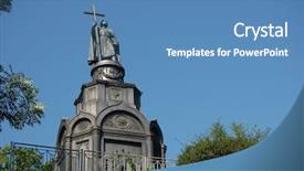  Presentation with usa and russia - Beautiful PPT theme featuring baptized - monument to st vladimir baptiser backdrop and a teal colored foreground