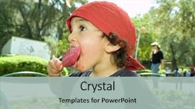  Presentation with pink 80s disco 3d illustration - Slides featuring ice cream bar - boy licking a pink background and a light gray colored foreground