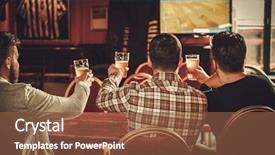  Presentation with sports - Audience pleasing PPT layouts consisting of bar - cheerful old friends watching sports backdrop and a tawny brown colored foreground