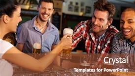  Presentation with beer - Amazing PPT layouts having bar - happy friends drinking beer backdrop and a tawny brown colored foreground