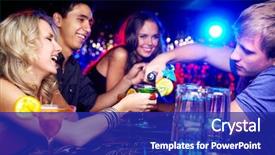  Presentation with looking glass - Presentation theme enhanced with bar - image of happy girl looking background and a royal blue colored foreground