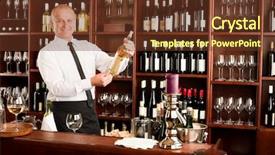  Presentation with restaurant waiter - Slide set consisting of bar - waiter hold bottle background and a tawny brown colored foreground