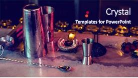  Presentation with cocktail bar - PPT theme with bar accessories with cocktail ingredients background and a navy blue colored foreground