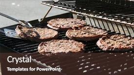  Presentation with beer bar pub tap counter - Slides having bar-b-que beef patties background and a tawny brown colored foreground