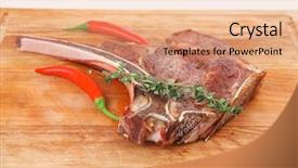  Presentation with ring food - Colorful slide set enhanced with bar b que grill - meat food roast rib backdrop and a coral colored foreground