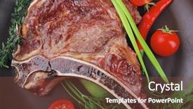  Presentation with noodles chinese food dark - Colorful presentation theme enhanced with bar b que grill - meat food roast rib backdrop and a tawny brown colored foreground