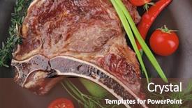  Presentation with noodles chinese food dark - Amazing PPT theme having bar b que grill - meat food roast rib backdrop and a tawny brown colored foreground