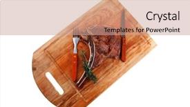  Presentation with ring food - PPT layouts with bar b que grill - meat food roast rib background and a coral colored foreground