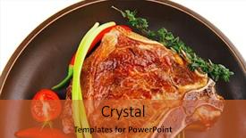  Presentation with meat food - PPT theme having bar b que grill - meat food roast rib background and a red colored foreground