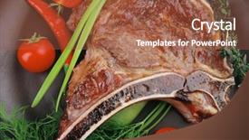  Presentation with meat food - Audience pleasing slides consisting of bar b que grill - meat food roast rib backdrop and a red colored foreground