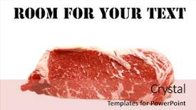  Presentation with raw meat - Colorful presentation design enhanced with bar b que grill - new york steak raw meat backdrop and a coral colored foreground