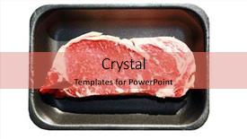  Presentation with raw meat dog - Audience pleasing slide set consisting of bar b que grill - new york steak raw meat backdrop and a coral colored foreground