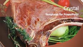  Presentation with roast sirloin beef - PPT theme with bar b que grill - savory roasted beef spare rib background and a red colored foreground