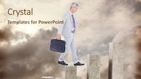  Presentation with portfolio - PPT theme enhanced with bar chart depicting growth background and a  colored foreground