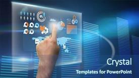  Presentation with black hand - Slide set featuring bar chart on black background background and a ocean colored foreground