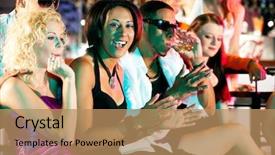 Presentation with ethnicity - PPT theme having bar club - group of friends - men background and a coral colored foreground