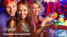  Presentation with man looking up happy - Slides having bar club - image of happy girl looking background and a  colored foreground