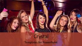  Presentation with friends - Slide deck enhanced with bar club - pretty friends drinking cocktails together background and a red colored foreground