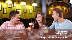  Presentation with dinner - Beautiful presentation featuring bar club - young people have dinner backdrop and a tawny brown colored foreground