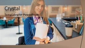  Presentation with beer bar pub tap counter - Beautiful slide deck featuring bar counter in airport cafe backdrop and a coral colored foreground