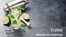  Presentation with dark space - Presentation having bar drinks - mojito cocktail on dark stone background and a gray colored foreground