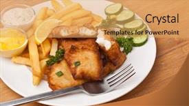  Presentation with fish and chips - Colorful slide deck enhanced with bar food - fish and chips backdrop and a yellow colored foreground