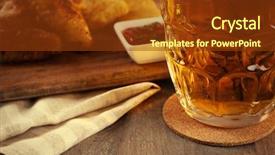  Presentation with beef pork chicken turey - PPT theme featuring bar food - glass of beer and chicken background and a tawny brown colored foreground