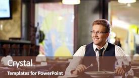  Presentation with special education young adult man - Cool new presentation theme with bar food - young man having dinner backdrop and a  colored foreground