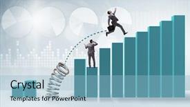  Presentation with monopoly and market competition in economics - Presentation theme enhanced with bar graph target - businessman outperforming his competition jumping background and a light blue colored foreground
