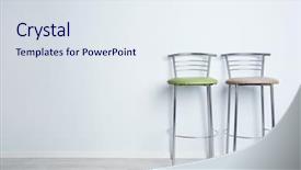  Presentation with chairs - Slide set consisting of bar high chairs on white background and a sky blue colored foreground