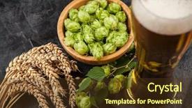  Presentation with beer - Audience pleasing theme consisting of bar hopping - beer glass on dark background backdrop and a tawny brown colored foreground