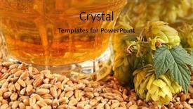  Presentation with wheat - Audience pleasing PPT theme consisting of bar hopping - glass of fresh beer backdrop and a gold colored foreground