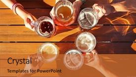  Presentation with blonde holds a magnifying glass - Audience pleasing slides consisting of bar hopping - group of friends holding glass backdrop and a red colored foreground