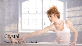  Presentation with ballerina - Slides having bar in dance studio background and a  colored foreground