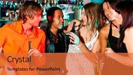  Presentation with ethnicity - Presentation enhanced with bar night - group of friends - men background and a red colored foreground