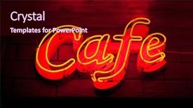  Presentation with cafe - PPT layouts enhanced with bar night - sign of cafe background and a wine colored foreground