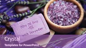  Presentation with soap - Theme featuring organic cosmestics - bar of lavender soap background and a violet colored foreground