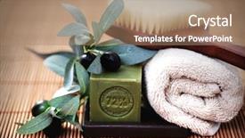  Presentation with oil products - Cool new slides with bar of olive oil soap and some spa products backdrop and a coral colored foreground
