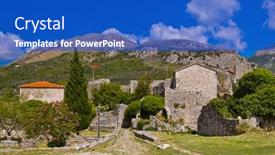  Presentation with architecture old - PPT theme enhanced with bar-old-town-montenegro-nature background and a cobalt blue colored foreground