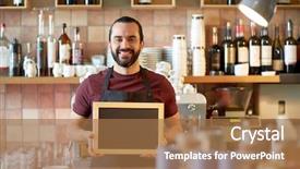  Presentation with black people - Beautiful PPT theme featuring bar or coffee shop backdrop and a  colored foreground