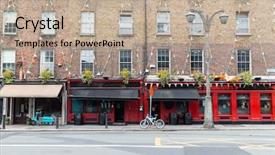  Presentation with dublin - Cool new PPT theme with bar or pub on street backdrop and a mint green colored foreground